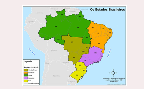 Mapa Brasil Estados por Regiao